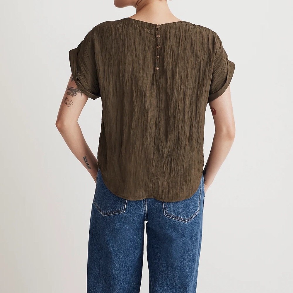 NEW / Madewell Pleated Crewneck Top - Picture 6 of 8